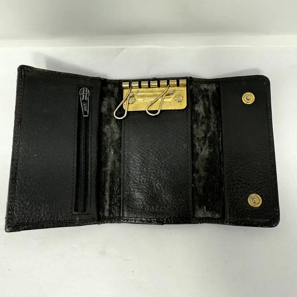 Bally Italy Black Leather Key Holder Wallet Vintage Fiocchi Hardware
